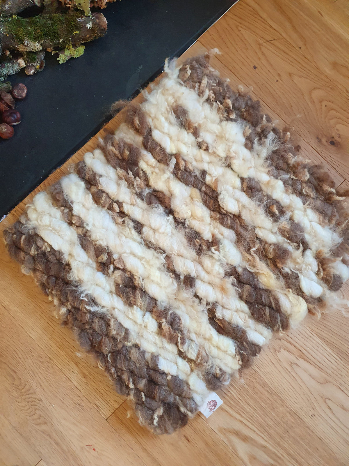 Small mixed Romney wool rug