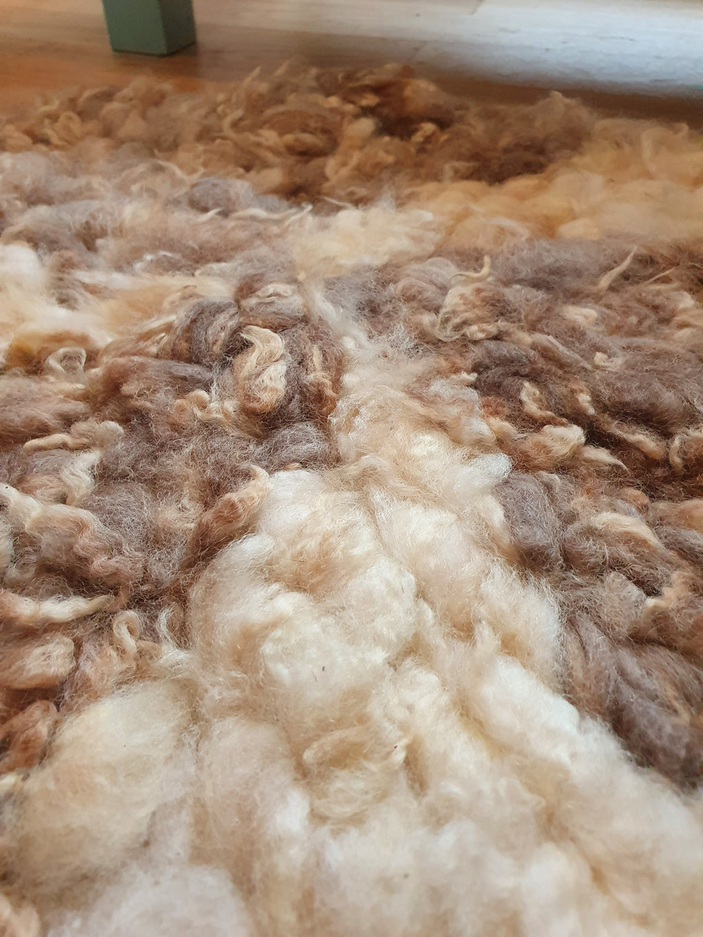 Small round mixed romney wool rug